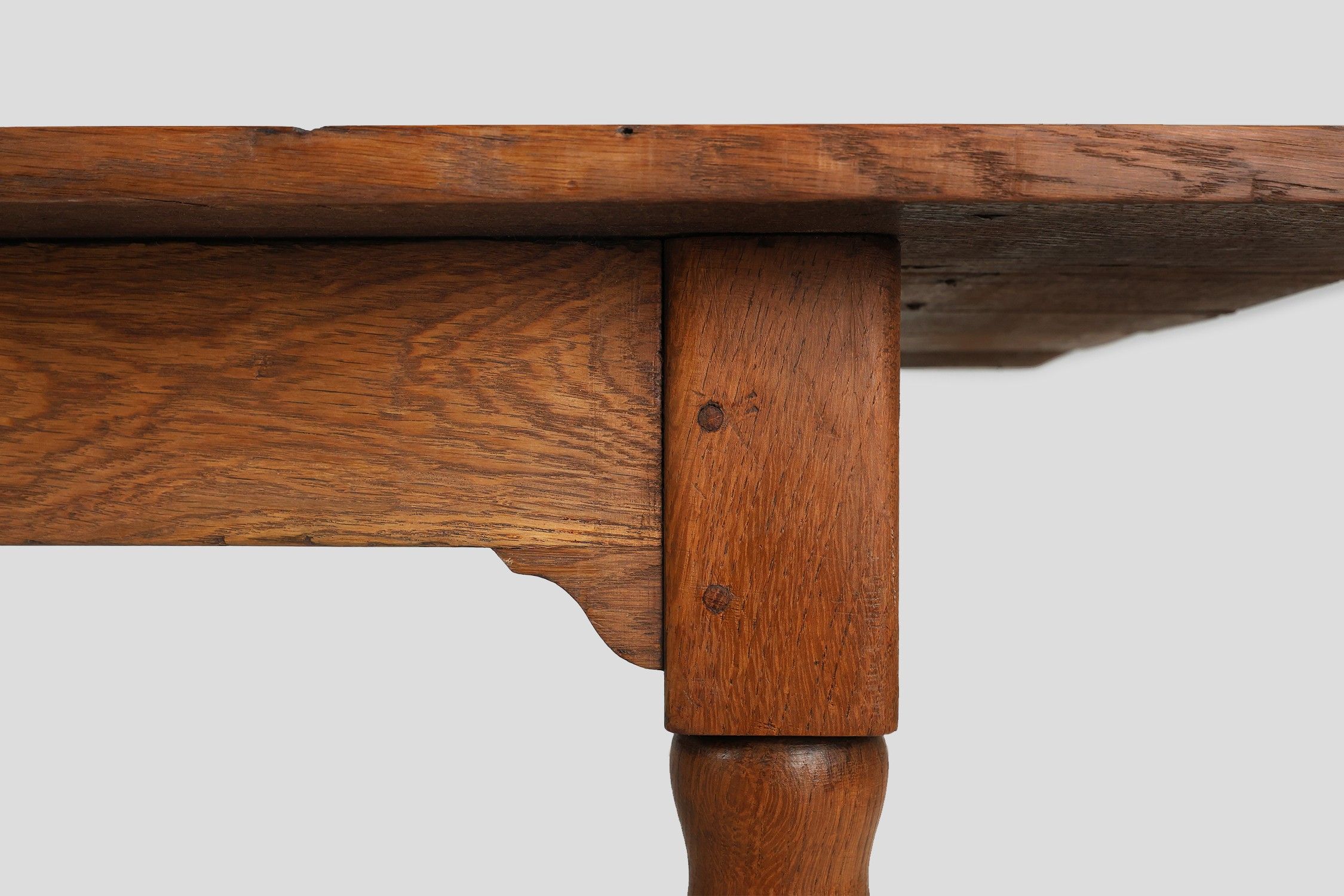 Rustic farmhouse table in oak wood, France ca. 1850thumbnail